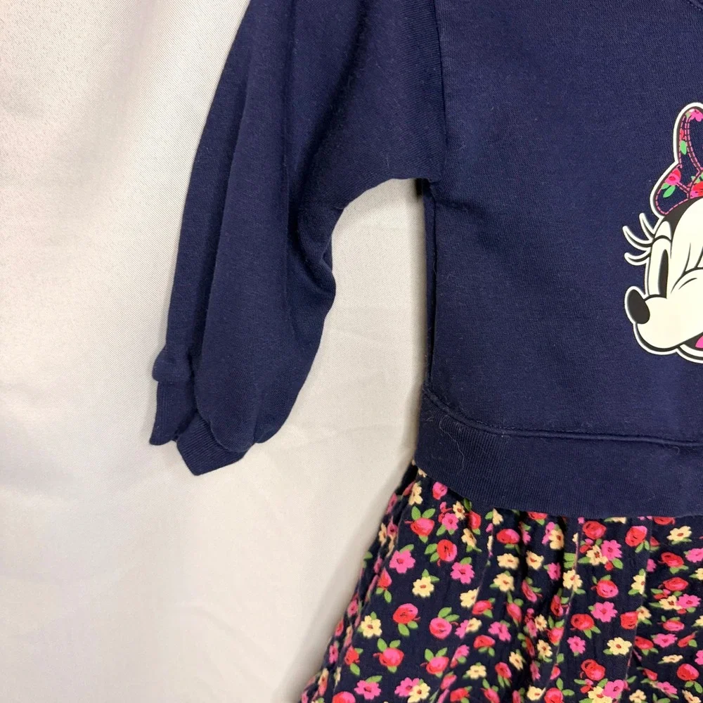 Baby Gap Disney Minnie Mouse Navy Blue Floral Sweatshirt Dress Kids‎ 3 Years
